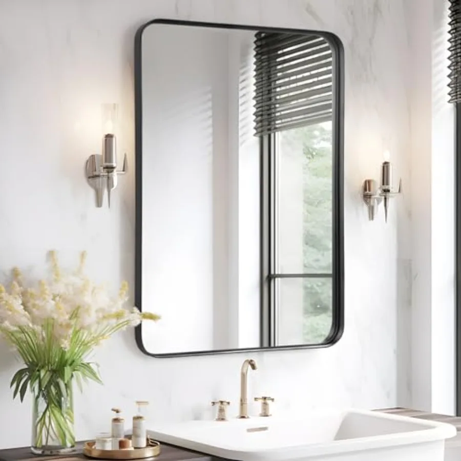 Bathroom Mirror Over Sink 24x36 - Framed Matte Bathroom Vanity Mirror Wall Mounted Decor Mirror for Living Room Restroom Entryw