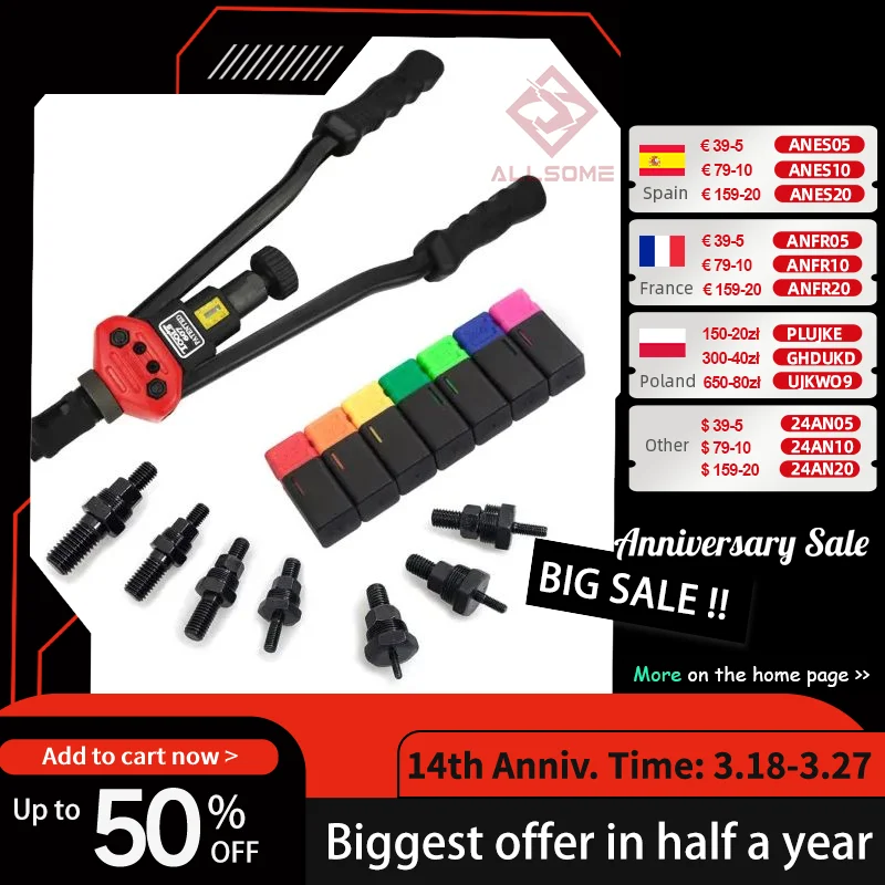 ALLSOME-BT-607-16-Manual-Riveter-Gun-Hand-Rivet-Tool-Kit-Rivet-Nut ...