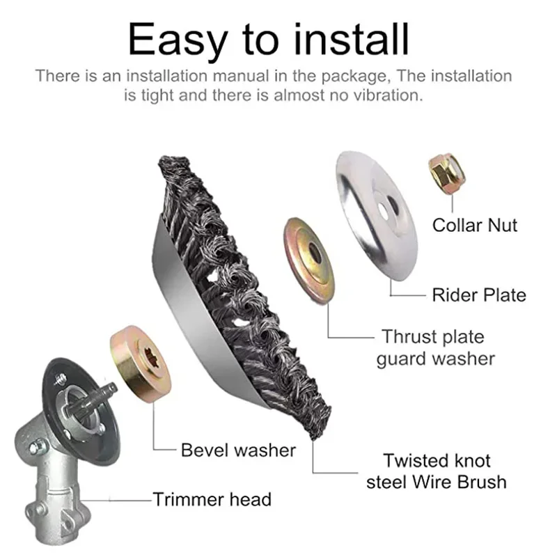 6/8inch Wire Brush Trimmer Head Steel Universal Grass Trimmer Blade Head Lawnmower Blade Adapter Garden Tool