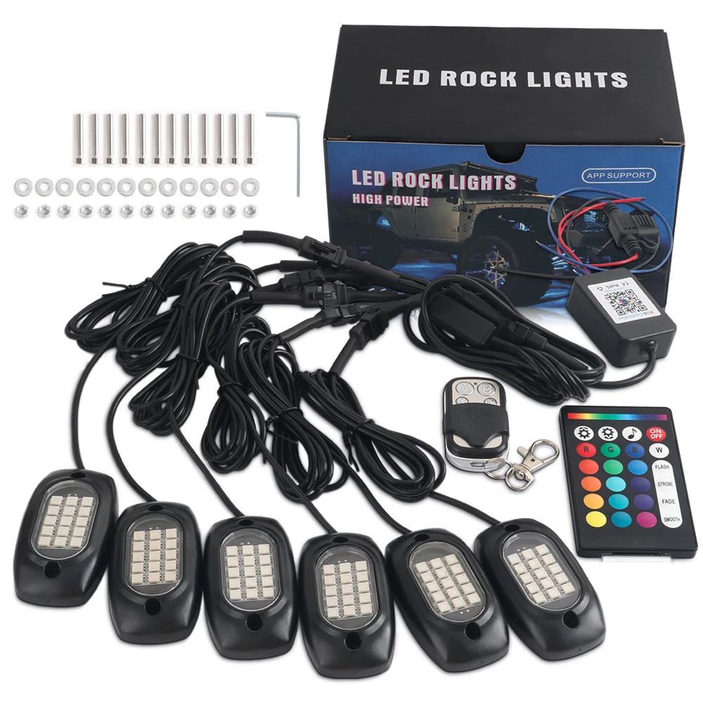 4/5/6 Pods Rgb Led Rock Light Kit Symphony Moving Ambient Underglow Neon Music Lamps Bluetooth App Decorazione Remota Underbody