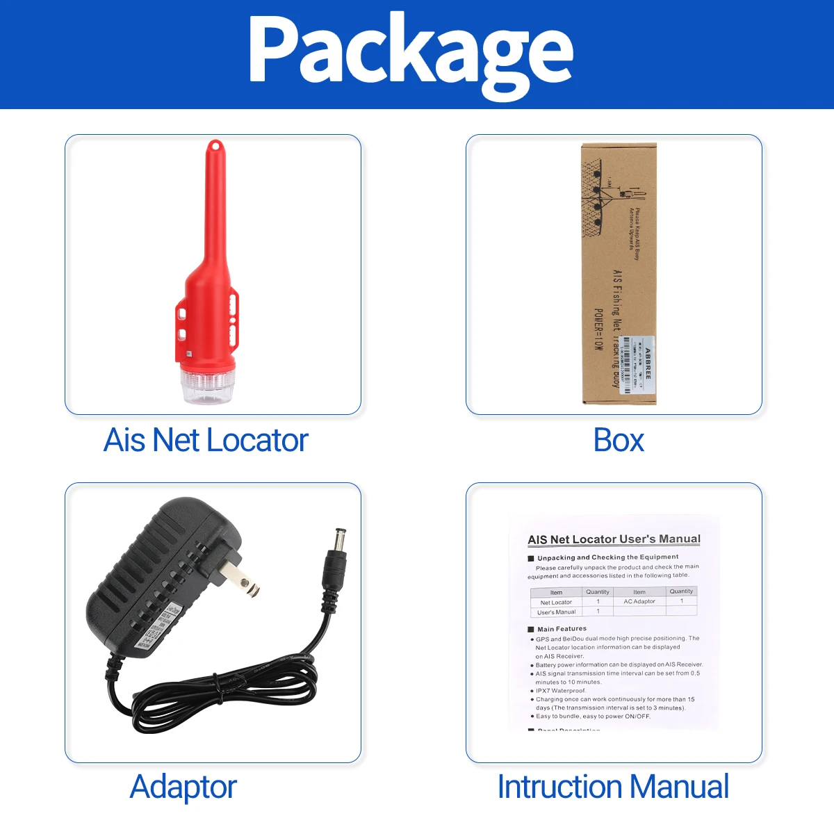 ABBREE AIS Net Locator AR-868M IPX7 Waterproof GPS Precise Positioning Long Standby Anti-lost Tracker Locator for Fishing 6