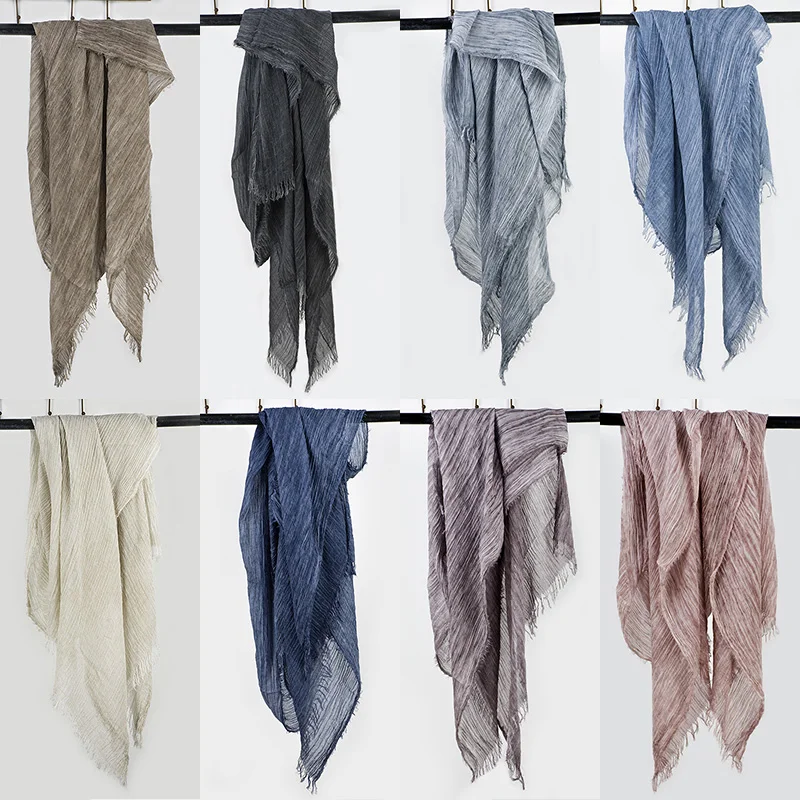 

Unisex Cotton Linen Scarf Women Men Designer Winter Warm Scarfs Pashmina Hijabs Vintage Wrinkled Scarves Shawls Wraps Foulard