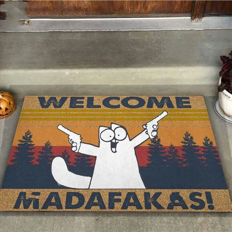 MADAFAKAS Carpet Pattern Mat Outdoor Non-slip Easy To Clean Cat Rug Resistant Doormat Washroom Entrance Decor Washable Carpet carpet mat