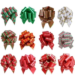 Festive Set of Large 5 - Inch Christmas Pull String Gift Bows for Holiday Present Wrapping and Decoration (12PCS - Set)