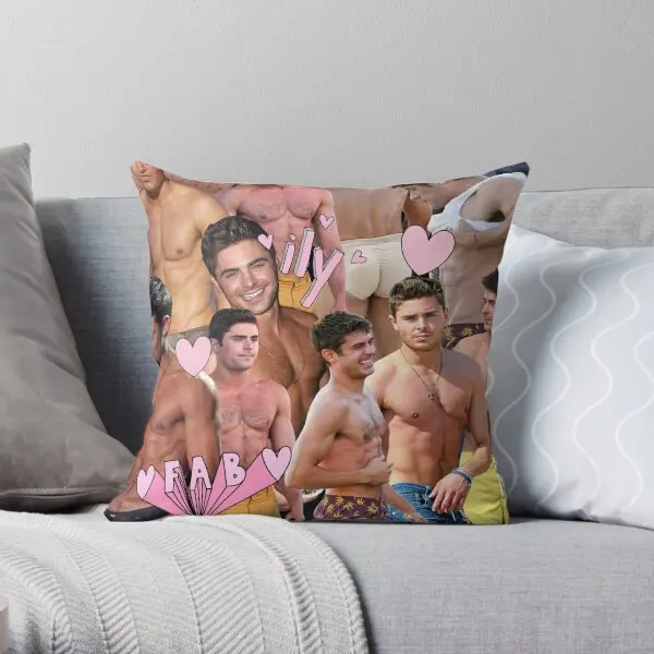 

Zac Efron Collage Printing Throw Pillow Cover Decor Soft Anime Office Hotel Comfort Fashion Waist Pillows not include One Side