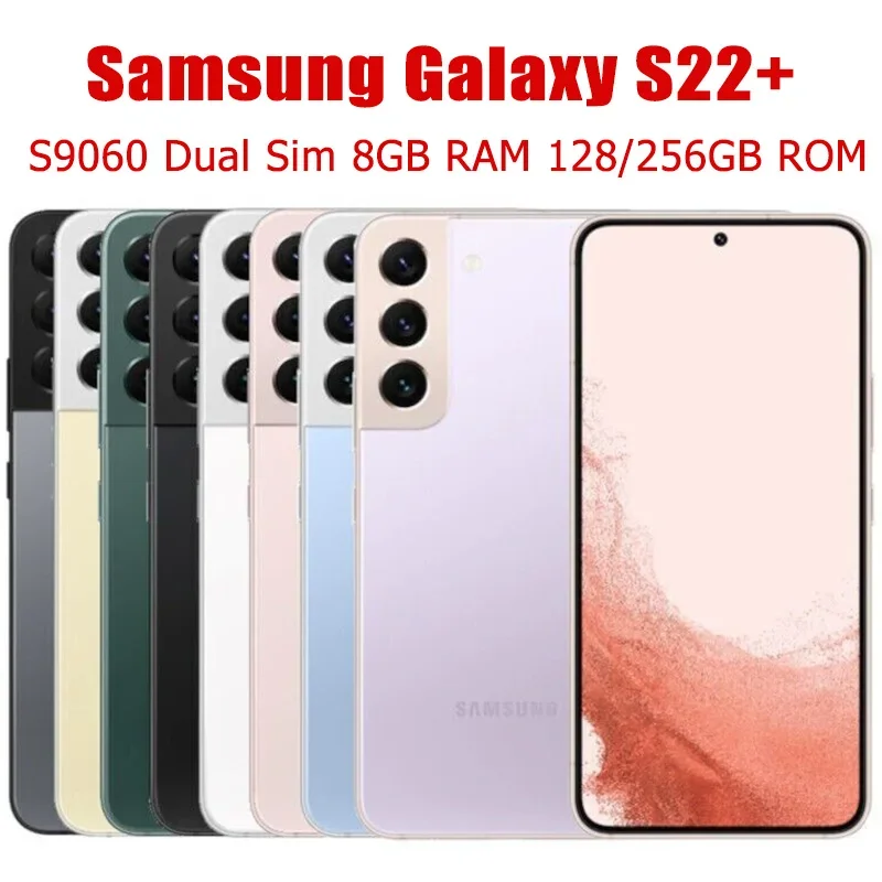 

Original Unlocked Samsung Galaxy S22 Plus 5G S9060 Dual Sim S22+ 6.6" ROM 128/256GB RAM 8GB Snapdragon NFC Octa Core Cell Phone