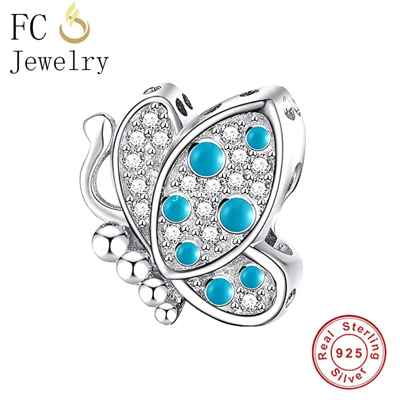 

FC Jewelry Fit Original Pan Charms Bracelet 925 Sterling Silver Staying On Flower Butterfly Bead For Making Women Berloque