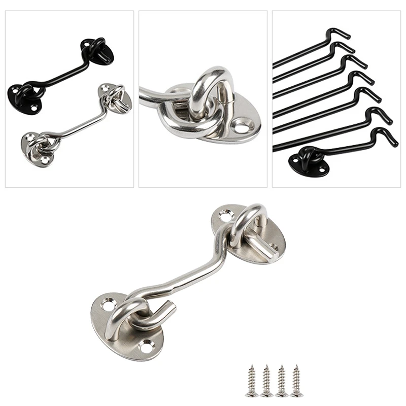 Door Latch Stainless Steel Cabin Hook Eye Shed Gate Door Latch Silent Holder Window Cabin Hook Lock And Eye Latch Lock Shed Gate