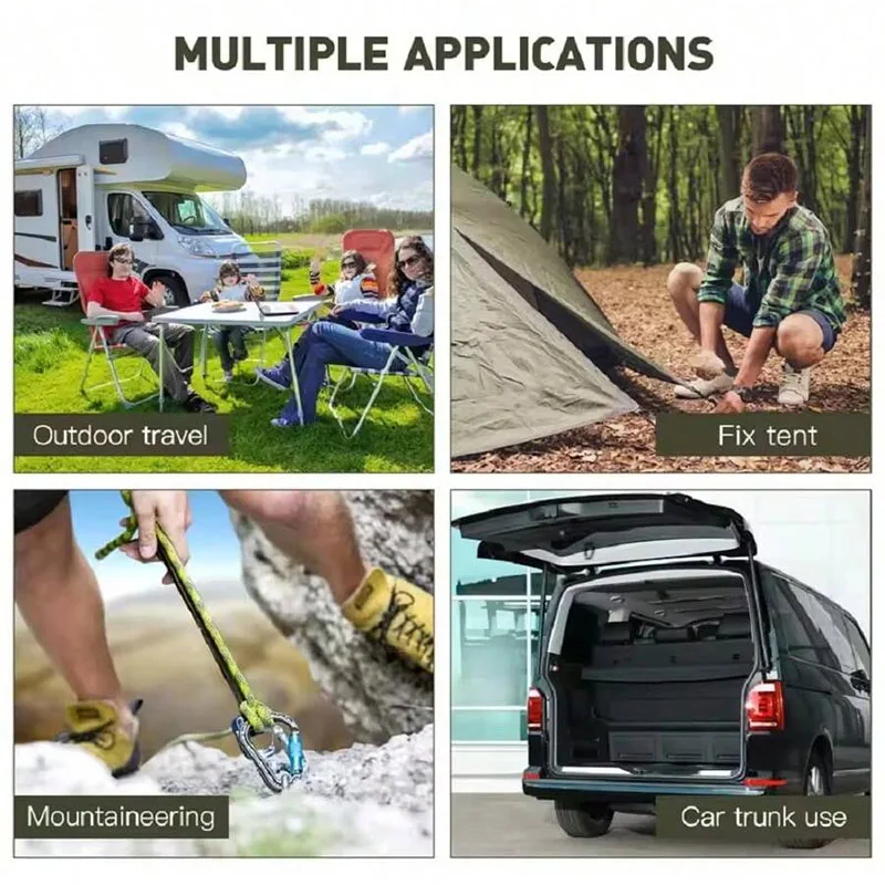 30-150CM Red Elastic Rope Hook Outdoor Small Tool Lightweight Tent Rope Buckle Packaging Roof Luggage Strap