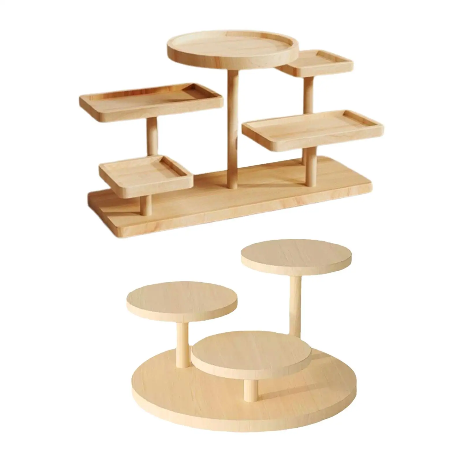 Holder Statue Dessert Collectibles Display Decor Wooden Multi Layer Display Rack for Desktop Livingroom Party Home Restaurant