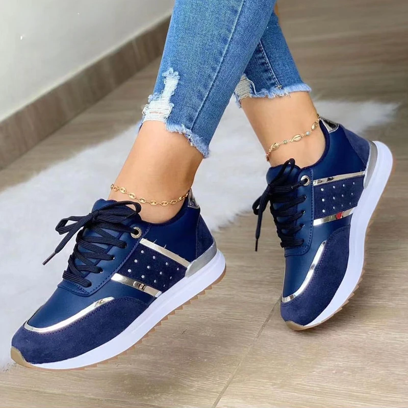 New Women Sneakers Platform Shoes Leather Patchwork Casual Sport Shoes Ladies Outdoor Running Vulcanized Shoes Zapatillas Mujer 4