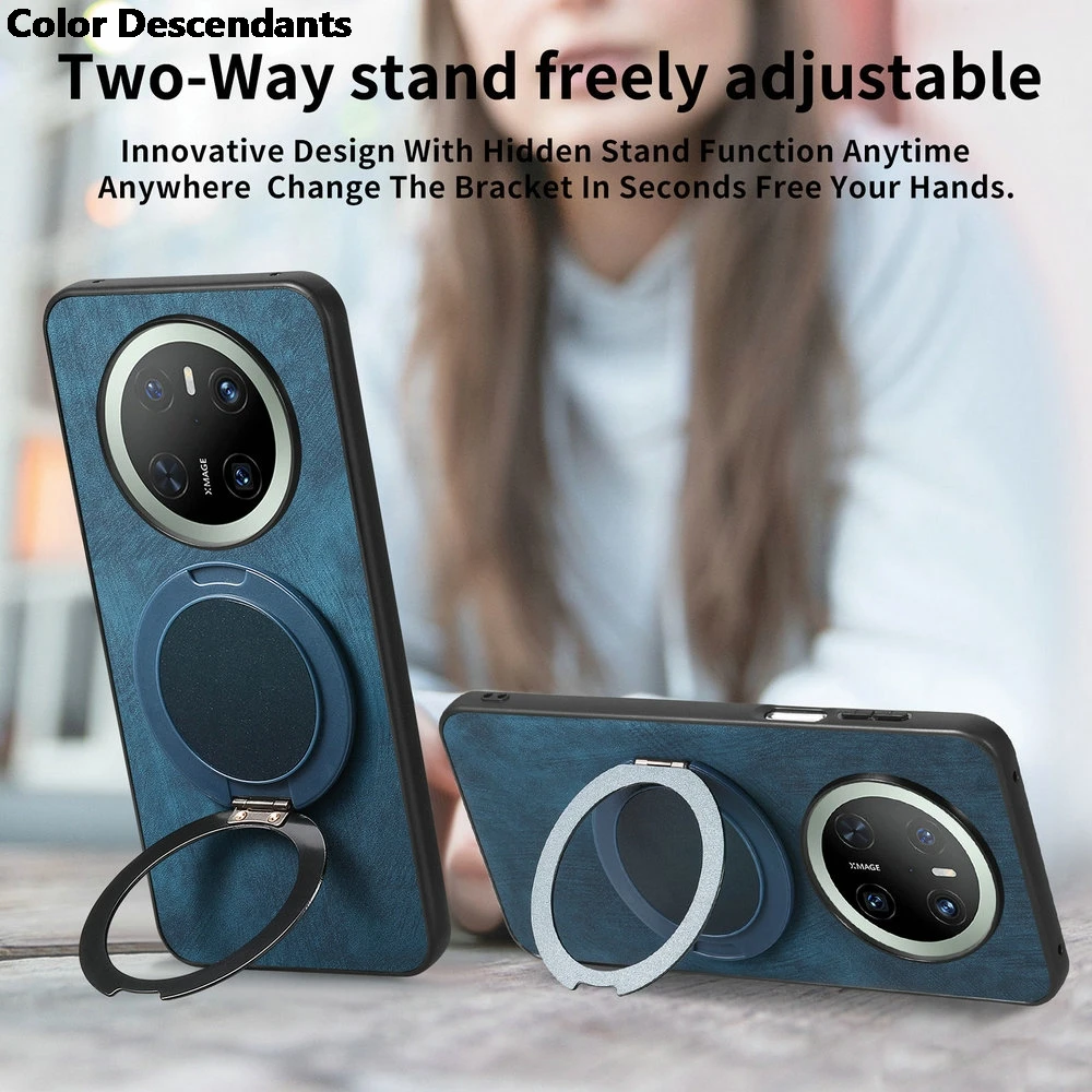 Luxury Leather Magnetic Back Case with Ring Cover for Realme Pro and Plus Series