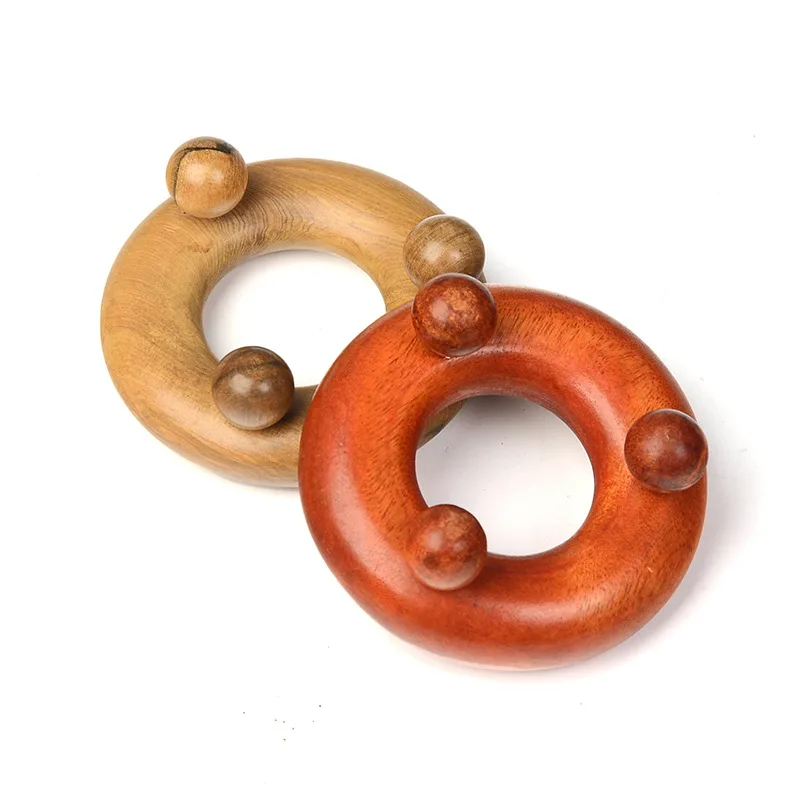 

1pc Rosewood Massager Incense Massage Circle Belly Massager Head Acupressure Beads Wooden Three-point Ball Sole Health Care