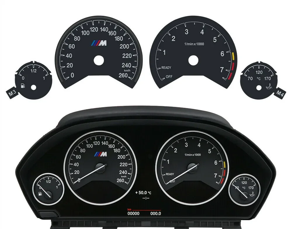 Gauge Face Overlay for BMW F30 F31 F32 F33 F34 F36 3M Instrument Cluster Tachometer Dials 260KM/H