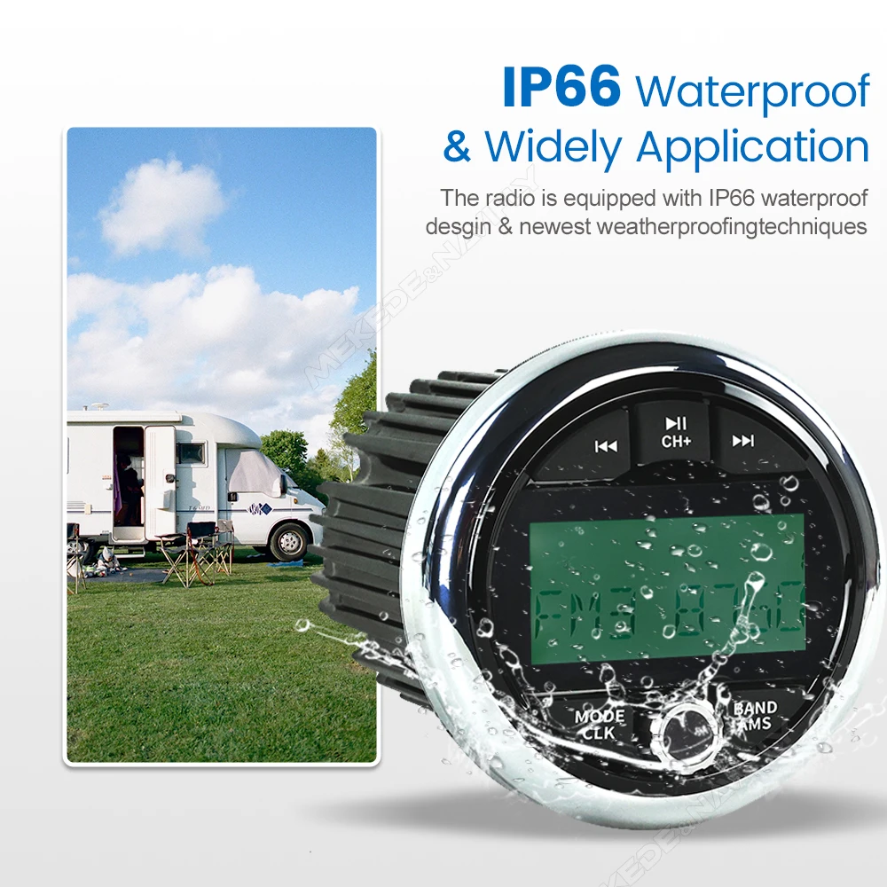 MP3 Player For RV Embedded Video Player IP66 Waterproof Auto scan store radio stations BT5.0 Support DSP FM/AM WMA Music