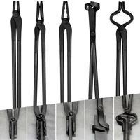 Blacksmithing Forge Tongs Kit 5PCS For Knife Making Tongs, - Flat & Square Jaw & Bolt & Blade & Wolf Jaw Tongs 1