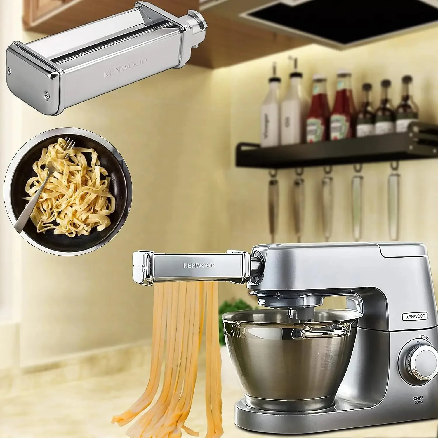 CAYOMEN 셰프 액세서리 Kenwood MAX980ME 시터 세트 스파게티 커터 및 Fettuccine 커터 액세서리 Planetary KENWOOD