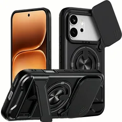 Matte Black Case with Slide Camera Protection and Anti - Shock TPU Design for Honor 600 Pro (Black)