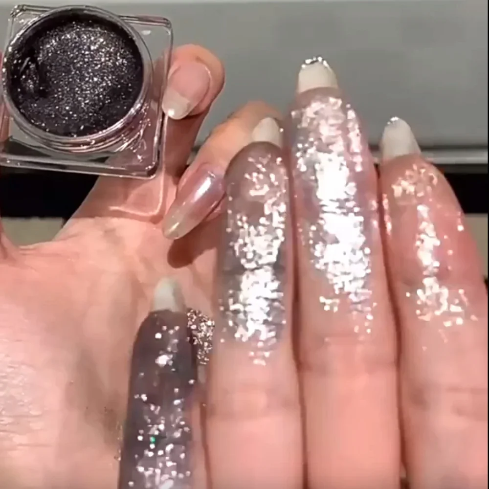 Schimmernder Glitzer Punk Smoky Black Lidschatten Glanz Highlighter Make-up Gel Gesicht und Körper Aufhellen Silber Natürliches Konturieren Make-up_voghion.com