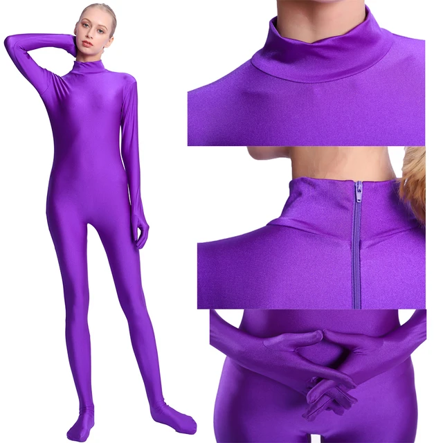 Women's Catsuit Unitard Lycra Spandex Bodysuit Long Sleeve Turtleneck Skin-tight  Body Suit Mock Neck Zentai Dancewear Catsuit - Cosplay Costumes - AliExpress