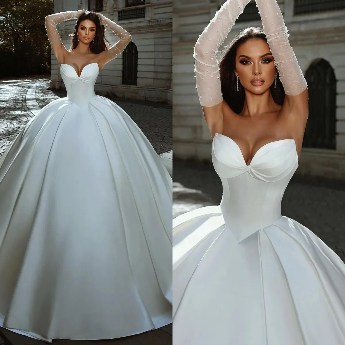 

Luxurious Princess V-neck Wedding dress Sexy backless floor length Bohemian elegant romantic beach outdoor bridal party dress