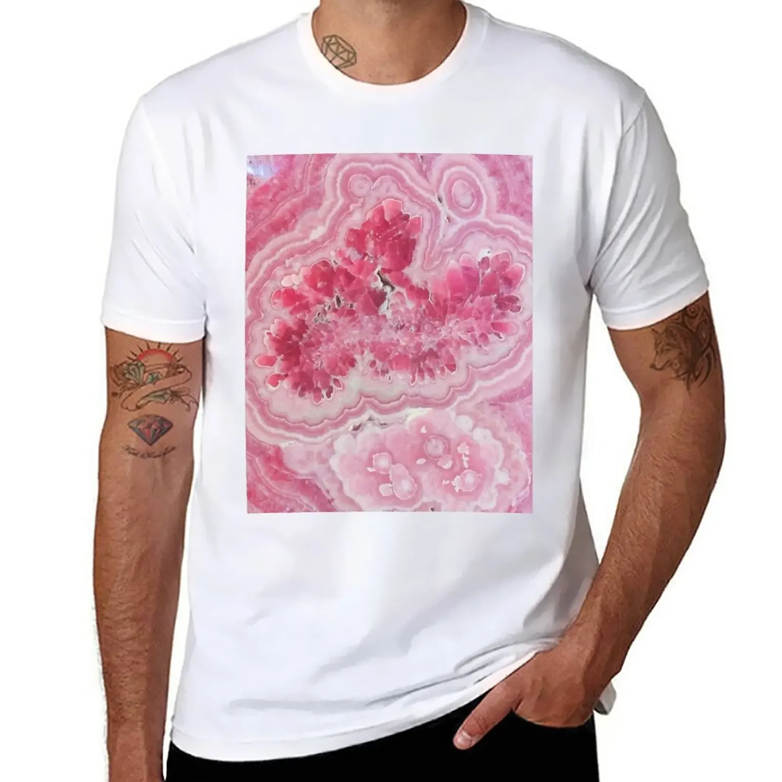 

Rose Quartz Marble Agate T-Shirt oversized boys animal print Aesthetic clothing sweat shirts, men