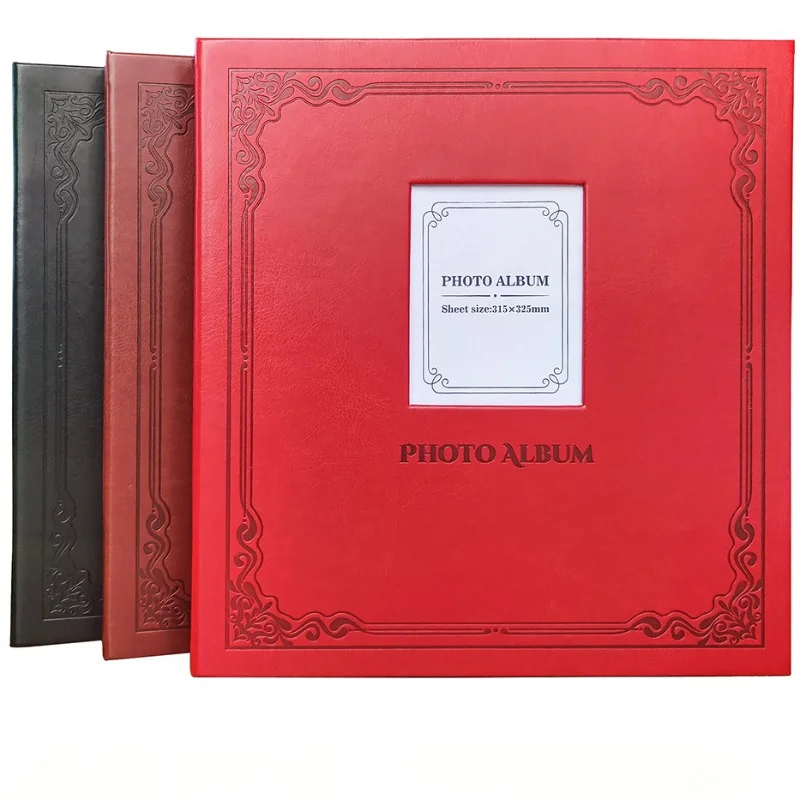 

18 Inch PU Leather Photo Album Retro Creative Wedding Photos Laminated Self-adhesive Photo Album Diy Albums Holds