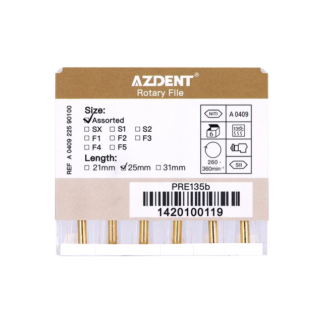 6 ピース/箱 AZDENT 歯科歯内療法ゴールドラージテーパー