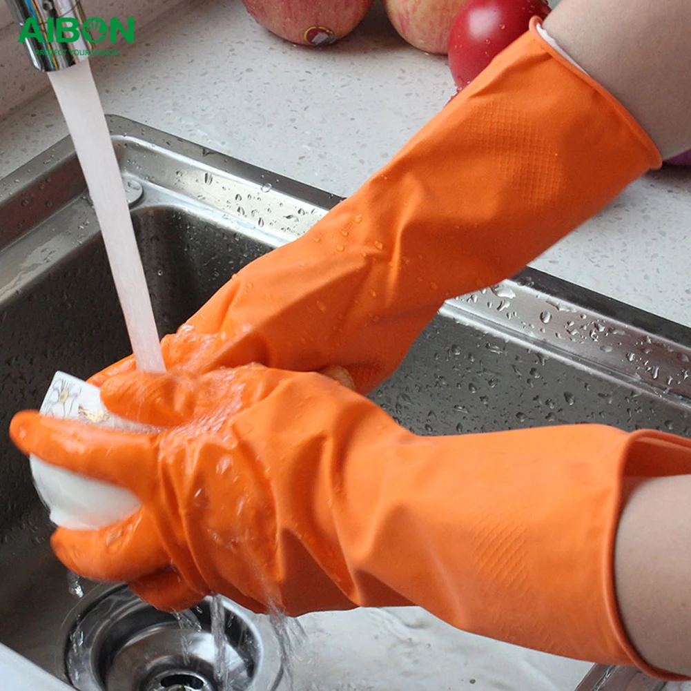 dishwashing gloves cleaning gloves Female waterproof rubber latex kitchen cleaning housework tools