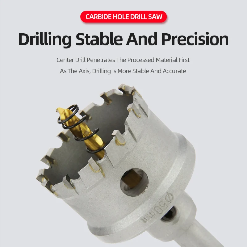 Hole Saw Drill Carbide Drill Bits Carbide Tip Titanium Core Center Drill Bit Hole Saw Cup Set Metal Alloy Wood Metalworking Cutter
