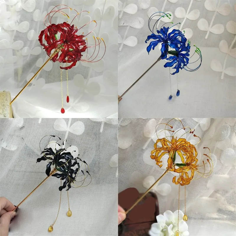 

Handmade Sakura Hairpin Kanzashi Hair Stick for Kimono Flower Hair Accessories Cosplay Decor for Women Girl Jewellery Gift 1pcs