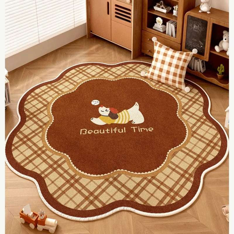 Special-shaped Living Room Carpet Large Area Brown Maillard Bedroom Bedside Rugs Cartoon Creative Cloakroom Floor Mats Alfombra