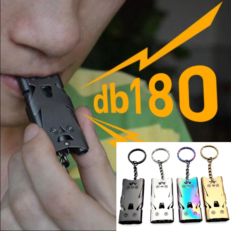 

Portable Whistle Stainless Steel High Decibel Triple Pipe Outdoor Life-Saving Emergency SOS Survival Whistle Keychain