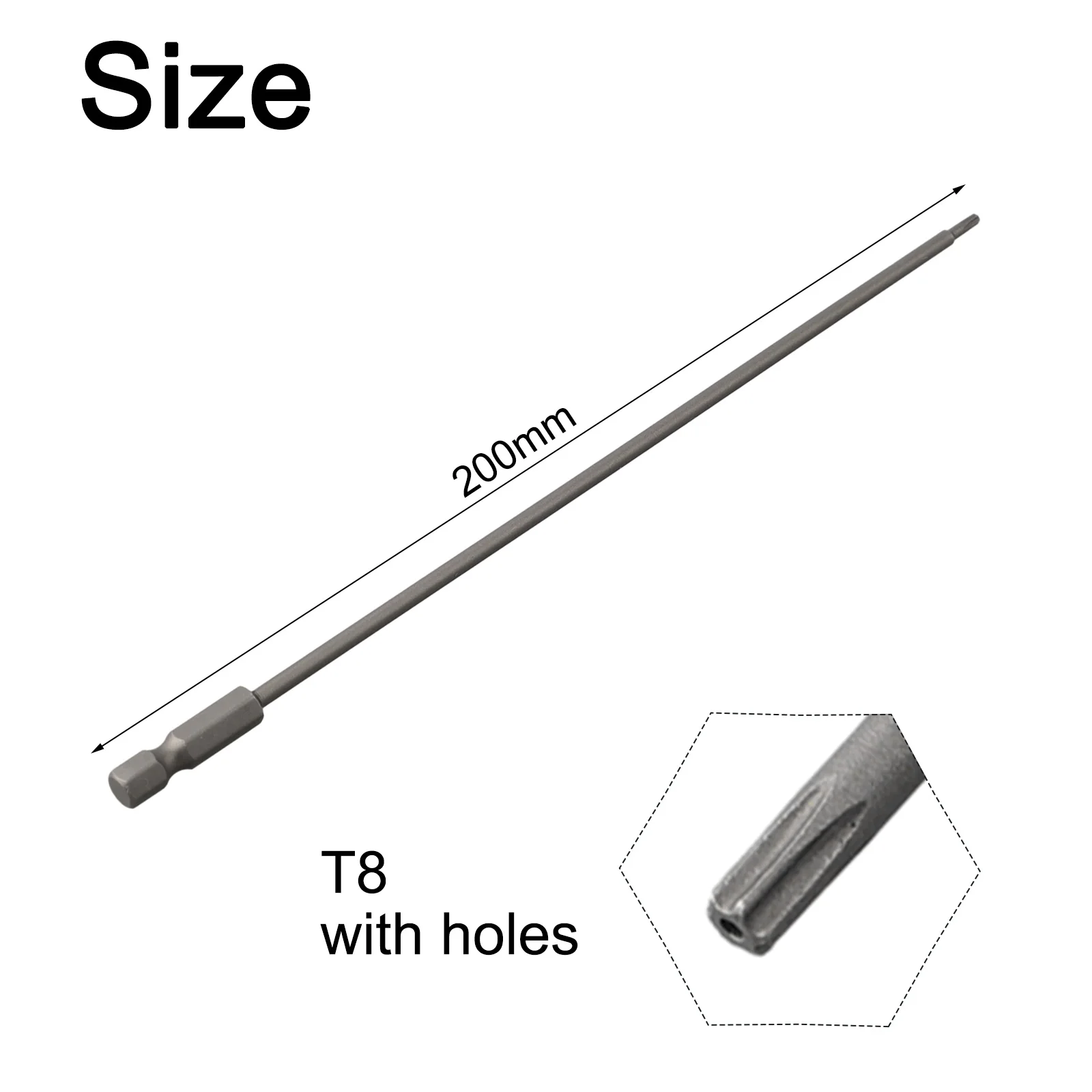 1PC 200mm 7,78In Hohl Torx-schraubendreher Bit Hex Schaft T8/10/15/20/25/27/30/40 Werkzeug Für Exakte Schraube Unscrew Schraubendreher Bits – Detail 10