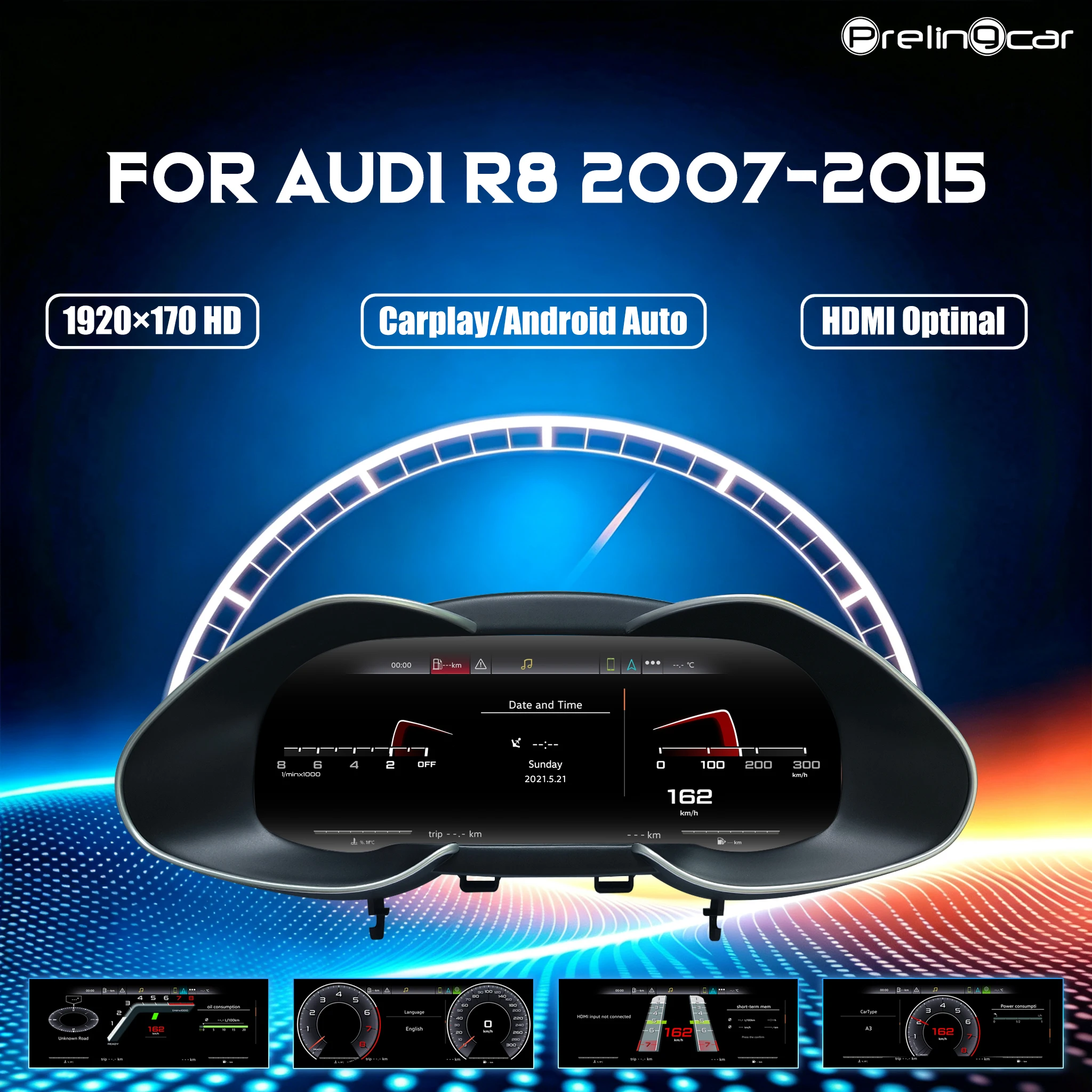 Panel de Instrumentos Digital LCD para Audi R8 2007-2015, Cabina Virtual, Velocímetro 1