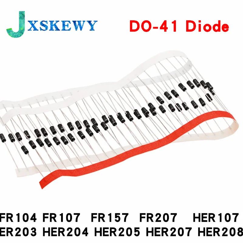 50 шт. FR104 FR107 FR157 FR207 HER107 HER203 HER204 HER205 HER207 HER208 DO-41 выпрямительный диод Шоттки |