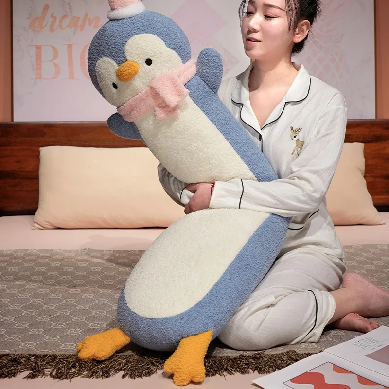 90/120cm Soft Long Penguin Pillow Stuffed Scarf Dressed Cartoon
