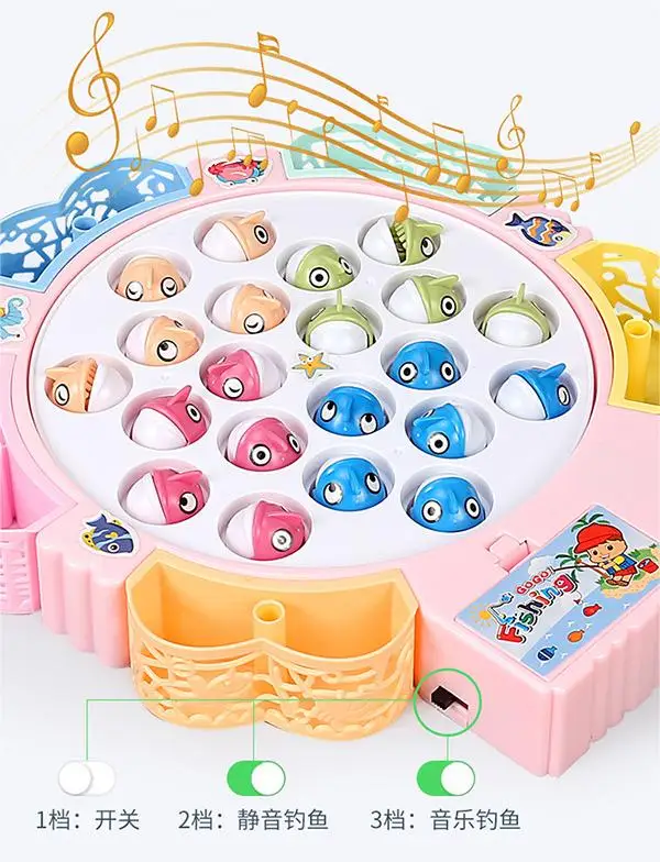 Classic Fishing Game Toy for Toddlers Electric Rotating Board with Music  Fine Motor Skill Training Baby Party Game Toys for Kids