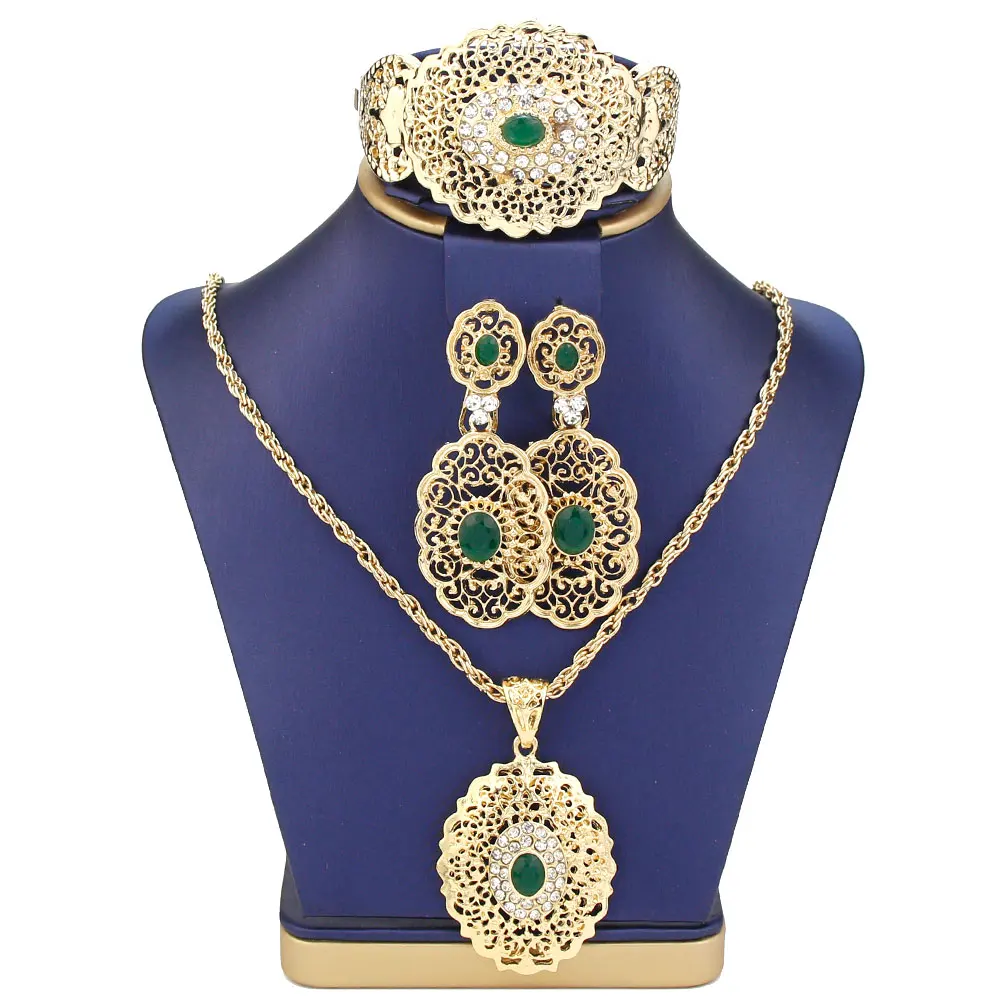 Sunspicems Conjunto de joyería para boda pendientes de gota de Color dorado colgante collar Joyería Árabe para novia Argelia Marruecos AliExpress Joyería accesorios