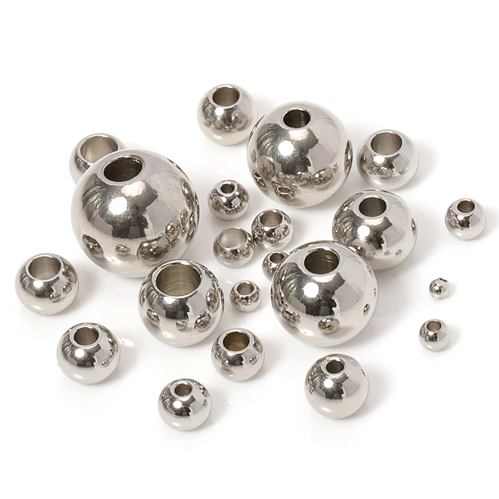 100pcs mm-12 mm 316L Stainless Steel Beads European Ball