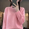 2024 Women's Cashmere New Retro High Quality Fashion Half High Collar Pullover Autumn and Winter New Solid Color Cashmere Pullov 3