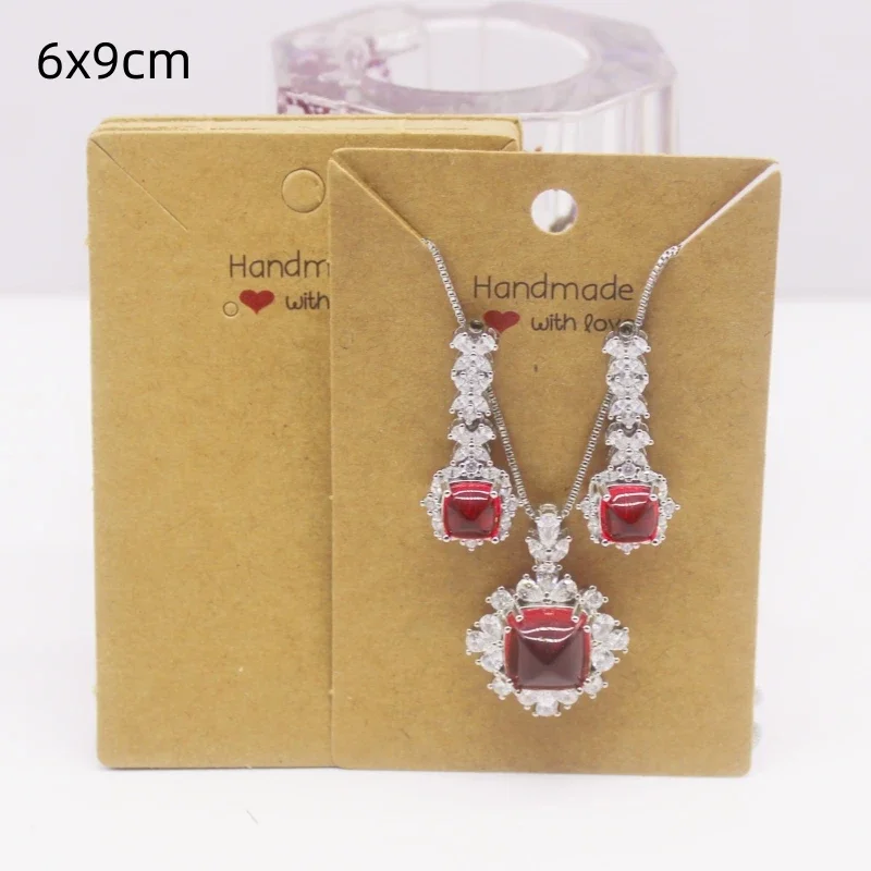 50pcs white/kraft paper HANDMADE series multi size cards, earrings, necklaces, jewelry cards