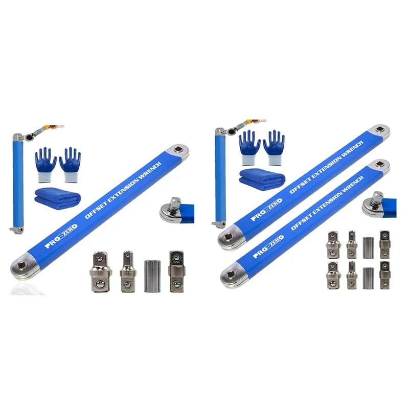 

Wrench,3/8In Offset Extension Wrench,15In Impact Ready Socket Wrench Tool With 1/4In 3/8In 1/2In Square Drive Adapters