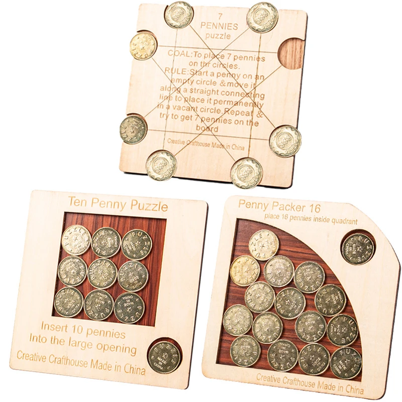 Puzzle con monete da un centesimo, sfida mentale stimolante, giochi di logica e strategia per adulti e bambini, test IQ, giocattoli educativi unici, regali educativi originali