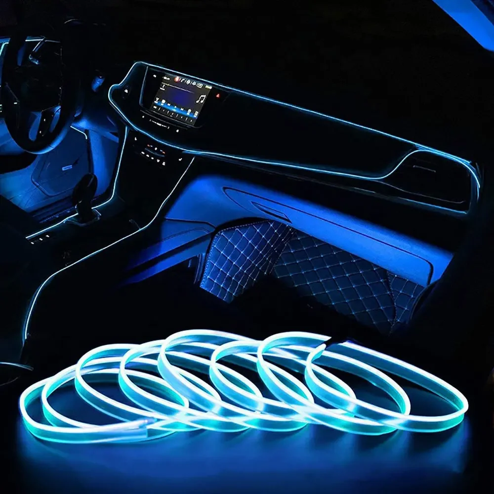 

1Pc Car Interior Atmosphere Ambient Light Tube LED Strip Flexible Neon Lamp Glow String Light for Car Decoration Interior Part