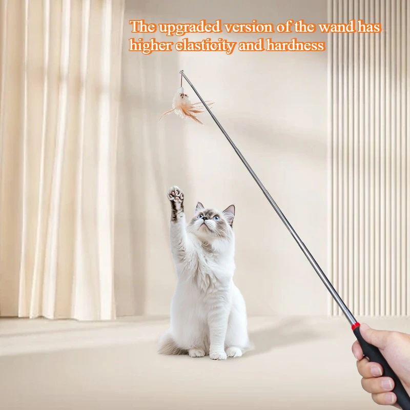 Interactive Retractable Wand Toy for Indoor Cats - Engaging and Entertaining Kitten Playtime Toy