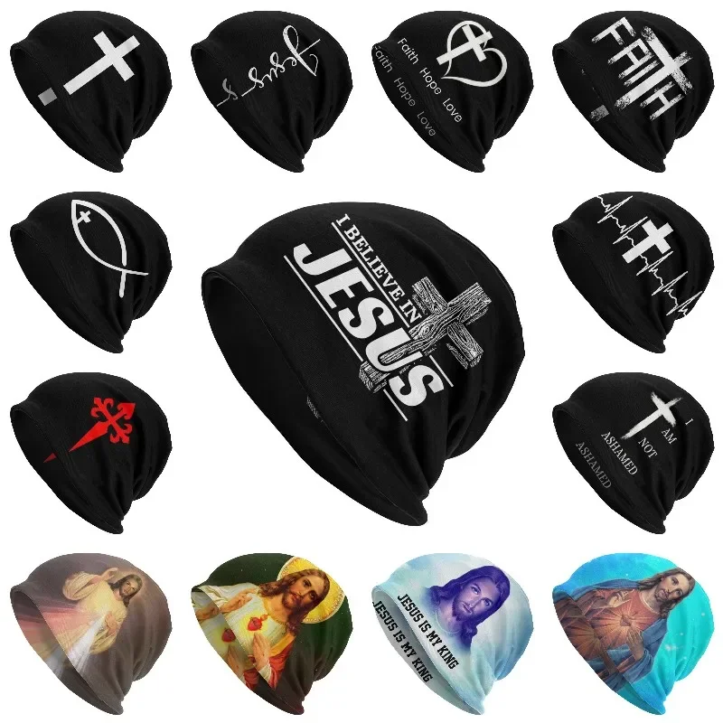 

I Believe In Jesus Christ Bonnet Hats Femme Street Knitted Hat For Women Men Winter Warm Cristianity Faith Skullies Beanies Caps