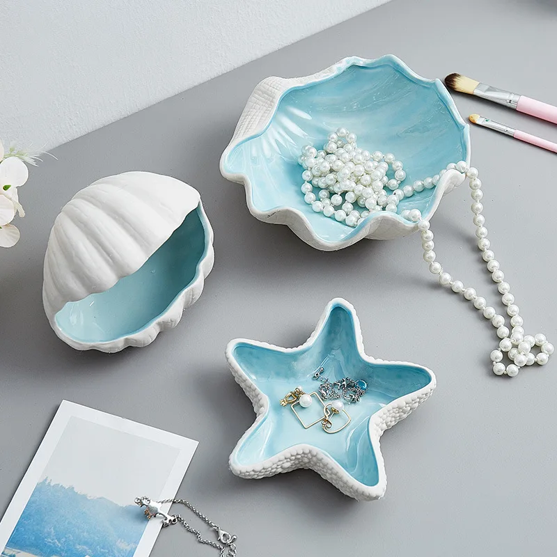 Sea Shells Decoration Desk Accessories Ceramic Storage Nordic Room Decor Home Decor For Living Room Christmas Gift