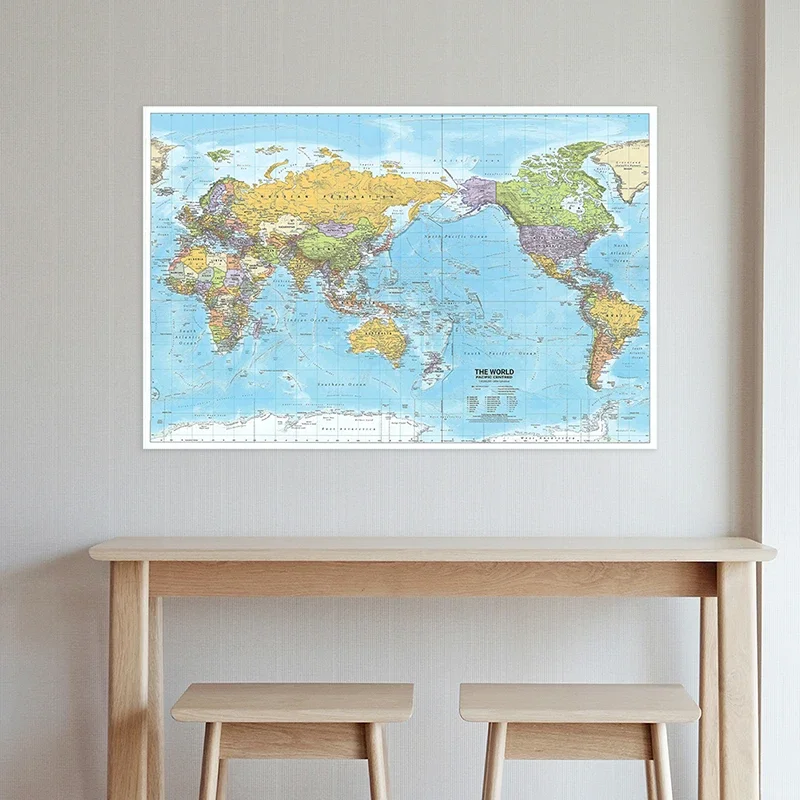 World map poster 150x100cm 2012 World Map in English Canvas Printings Home School Office Decor
