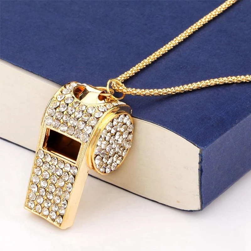 Whistle, Metal Crystal Rhinestone Whistle, Shining Whistle With Keychain For Referees, Coaches, Teachers 2
